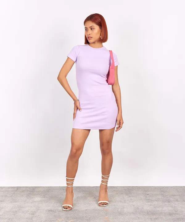 Lilac_Ribbed_Round_Neck_Bodycon_Dress_For_Women