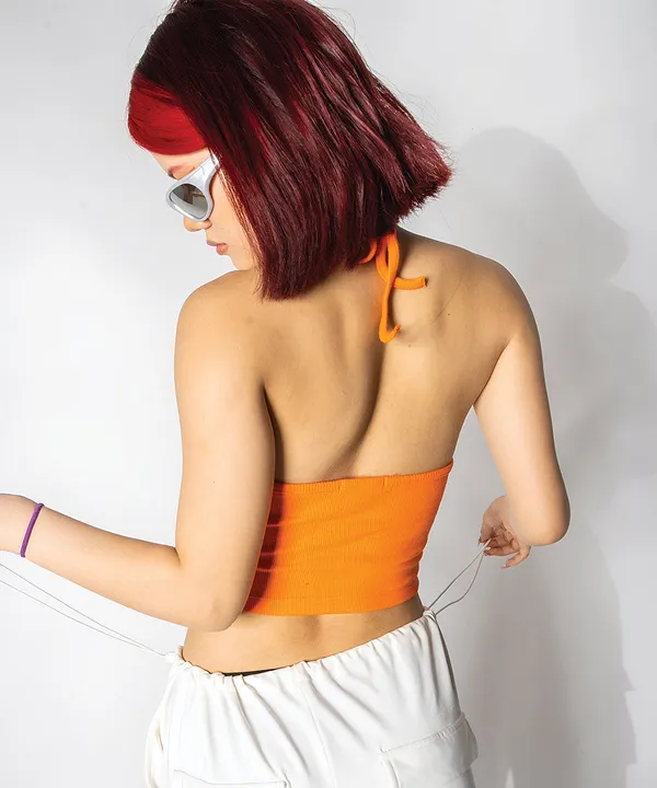 Neon_Orange_Ribbed_Knitted_Top_For_Women