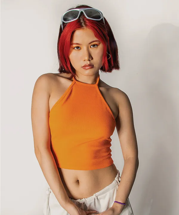 Neon_Orange_Ribbed_Knitted_Top_For_Women