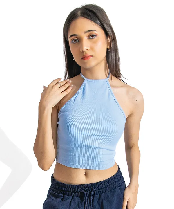 Light_Blue_Ribbed_Knitted_Top_For_Women