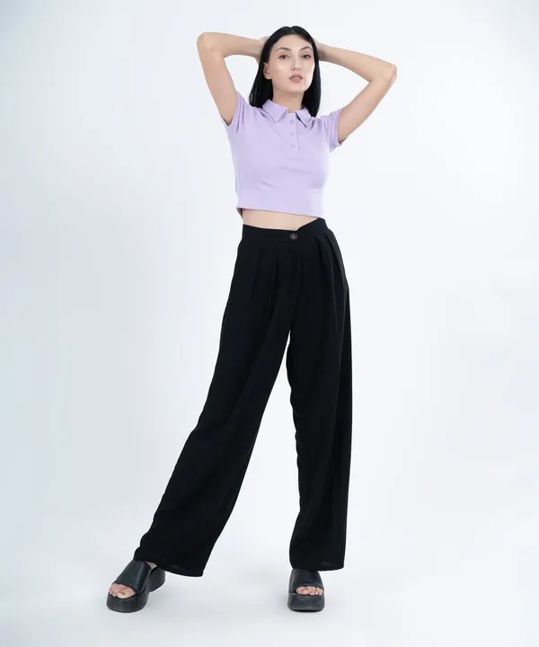 Lilac_Ribbed_Polo_T-Shirt_For_Women