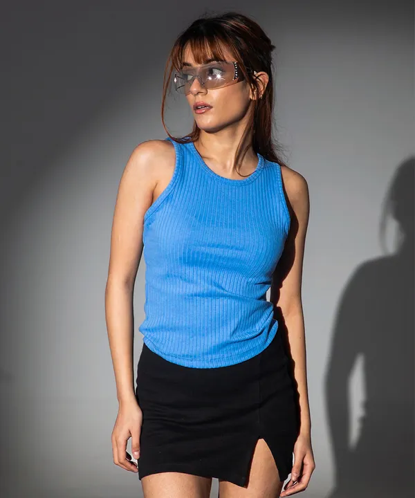 Blue_Ribbed_Scoop_Neck_Tank_Top_For_Women