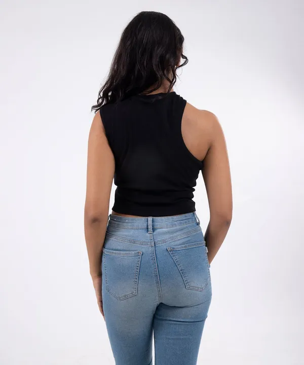 Black_Ribbed_Single_Shoulder_Top_For_Women