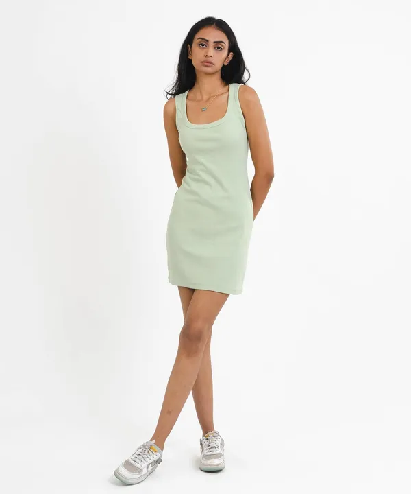 Pastel_Green_Ribbed_Square_Neck_Bodycon_Dress_For_Women
