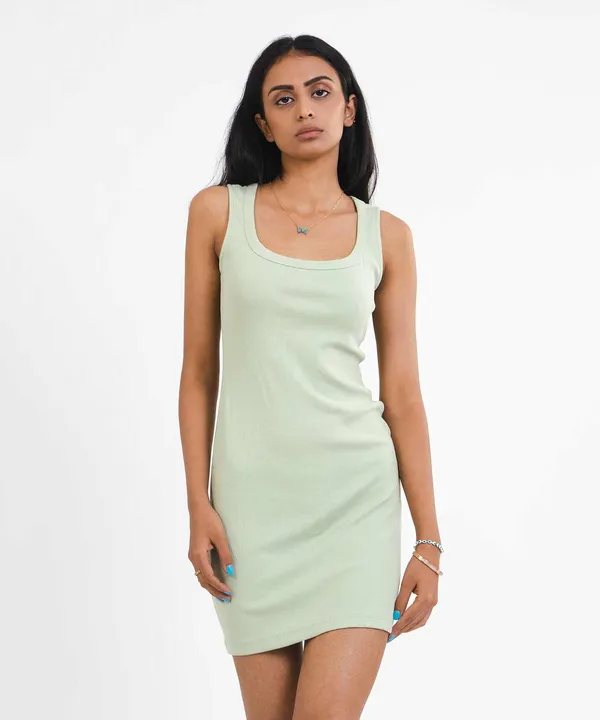 Pastel_Green_Ribbed_Square_Neck_Bodycon_Dress_For_Women