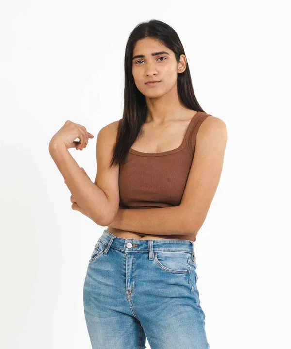 Brown_Ribbed_Square_Neck_Top_For_Women