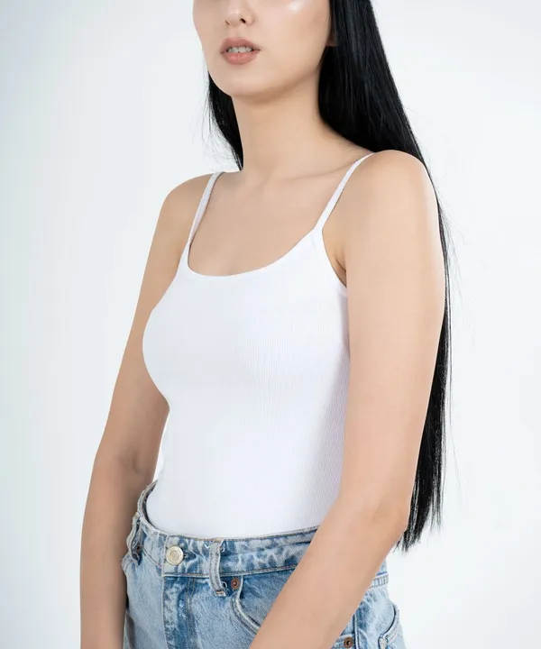 White_Ribbed_Strappy_Vest_Top_For_Women