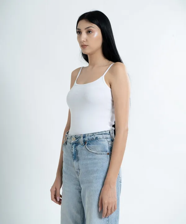 White_Ribbed_Strappy_Vest_Top_For_Women