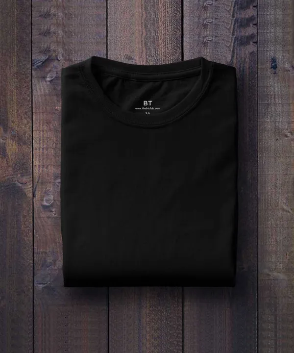 Black_Round_Neck_Cotton_T-Shirt_For_Unisex