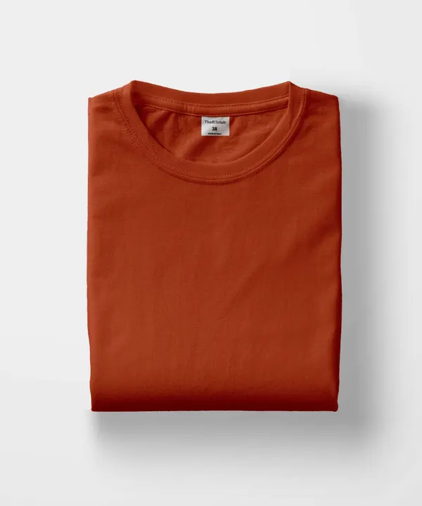 Rust_Round_Neck_Cotton_T-Shirt_For_Unisex
