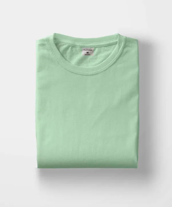 Light_Pastel_Green_Round_Neck_Cotton_T-Shirt_For_Unisex