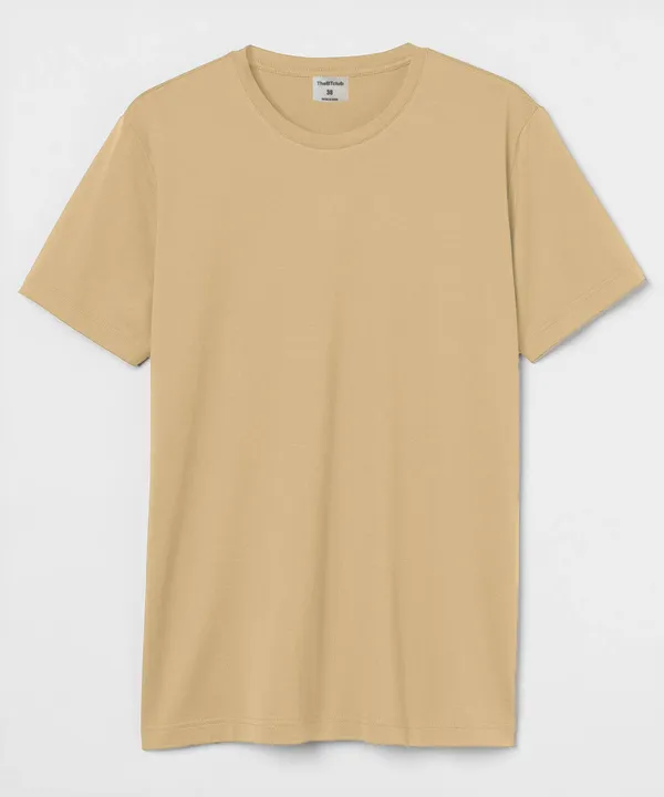 Light_Brown_Round_Neck_Cotton_T-Shirt_For_Unisex