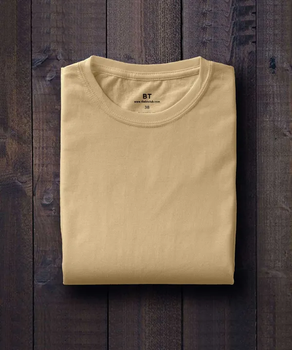 Light_Brown_Round_Neck_Cotton_T-Shirt_For_Unisex