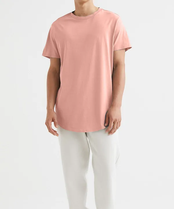 Salmon_Pink_Drop_Cut_Cotton_T-Shirt_For_Unisex
