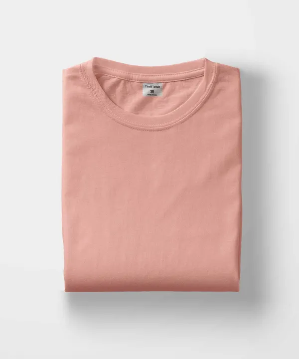 Salmon_Pink_Round_Neck_Cotton_T-Shirt_For_Unisex