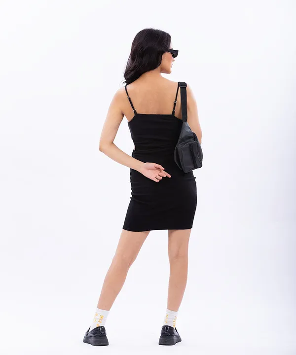 Black_Ribbed_Shoulder_Side_Cut_Out_Bodycon_Dress_For_Women