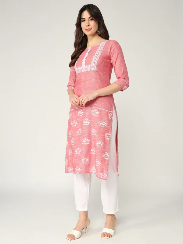 Straight_Fit_Printed_Kurta_With_Lace_At_Front_Yoke