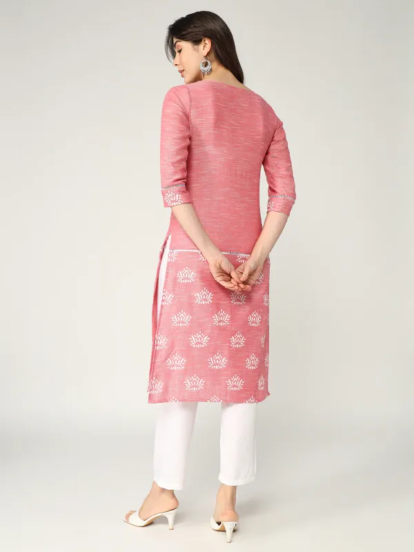 Straight_Fit_Printed_Kurta_With_Lace_At_Front_Yoke