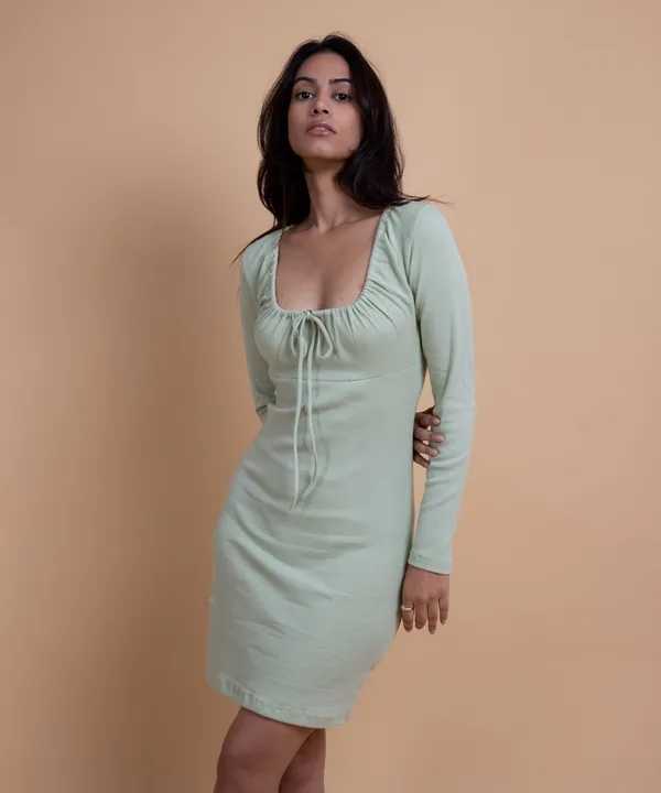 Pastel_Green_Ribbed_Sweetheart_Neckline_Bodycon_Dress_For_Women