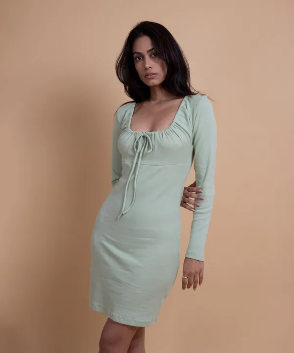 Pastel_Green_Ribbed_Sweetheart_Neckline_Bodycon_Dress_For_Women