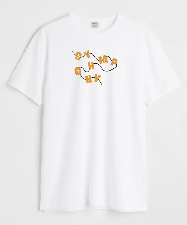 White_Symphony_Round_Neck_Cotton_T-Shirt_For_Unisex