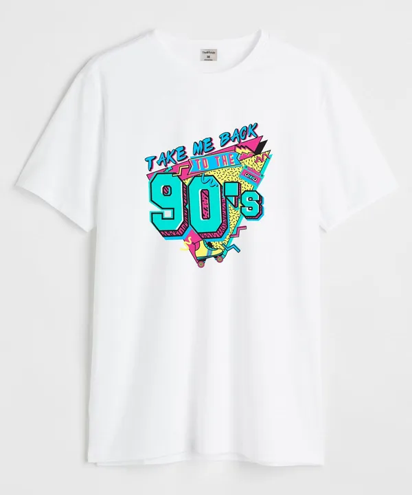 White_Take_Me_Back_To_The_90'S_Cotton_T-Shirt_For_Unisex