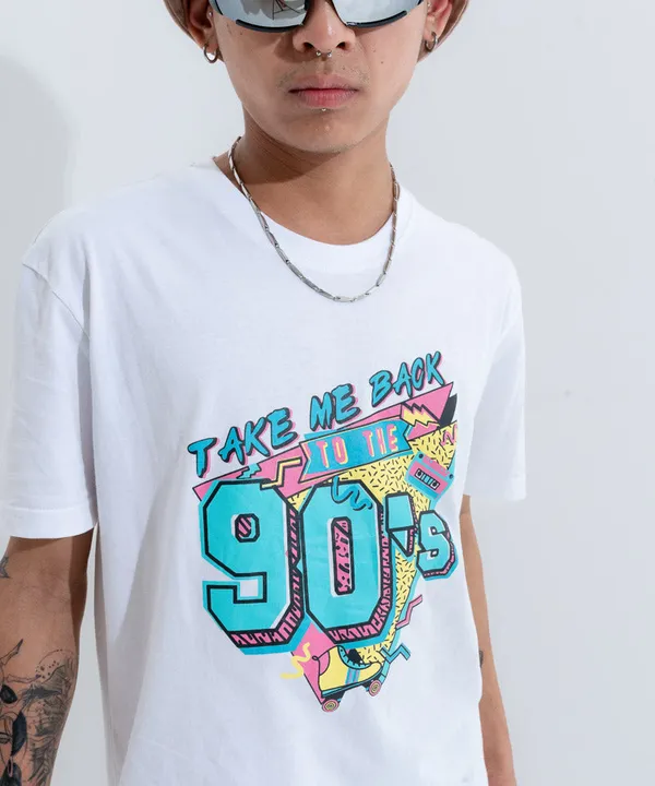 White_Take_Me_Back_To_The_90'S_Cotton_T-Shirt_For_Unisex