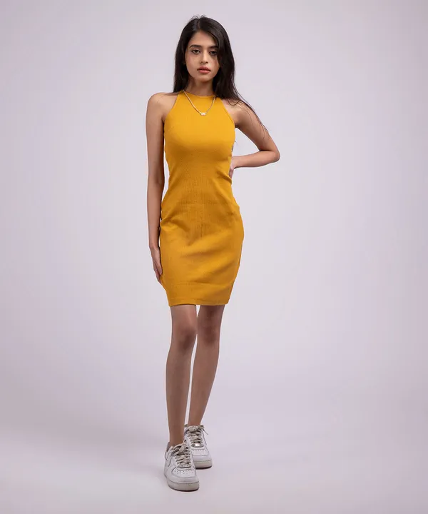 Mustard_Ribbed_Tie_Detail_Backless_Bodycon_Dress_For_Women