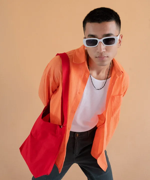 Peach_Tropical_Full_Sleeves_Oversized_Rayon_Cotton_Shirt_For_Women