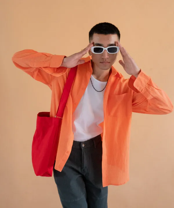 Peach_Tropical_Full_Sleeves_Oversized_Rayon_Cotton_Shirt_For_Women