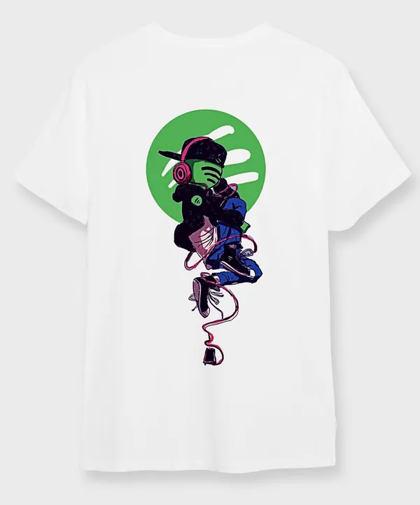 White_Tune_Wave_Round_Neck_Cotton_T-Shirt_For_Unisex