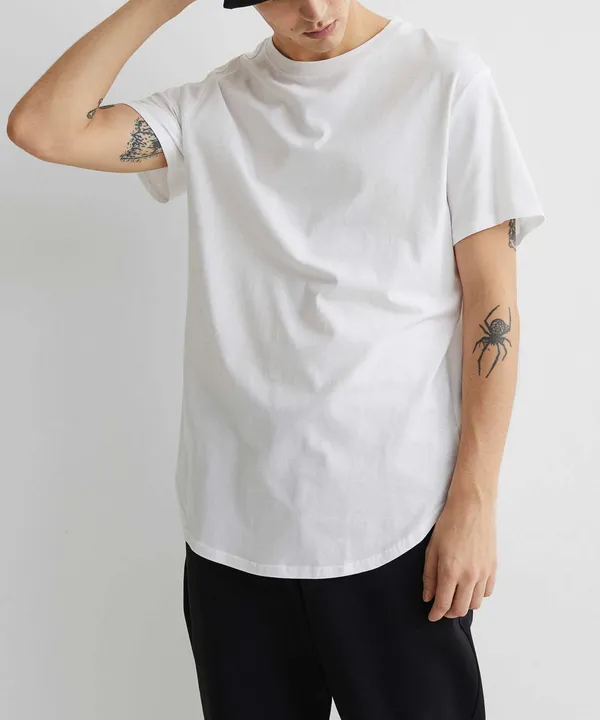 White_Drop_Cut_Cotton_T-Shirt_For_Unisex