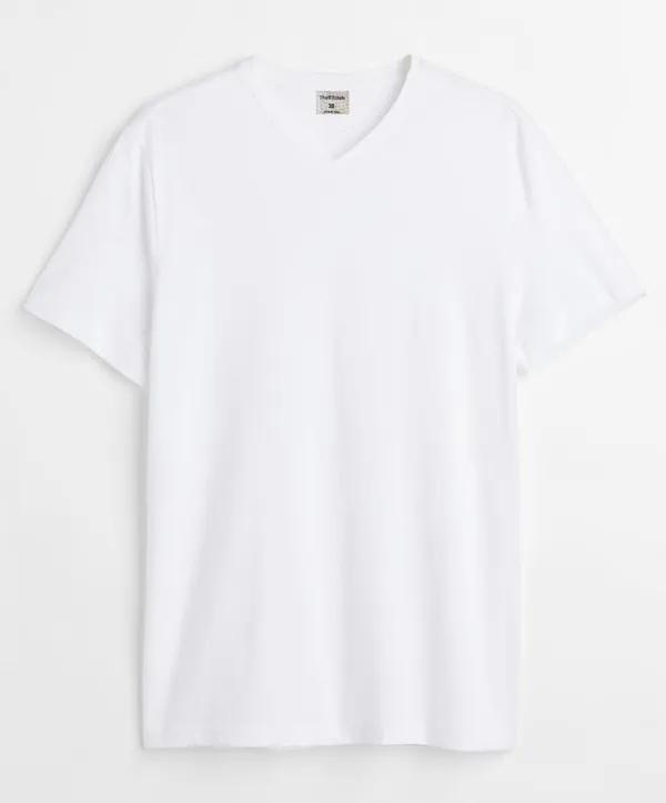 White_V-Neck_Cotton_T-Shirt_For_Unisex