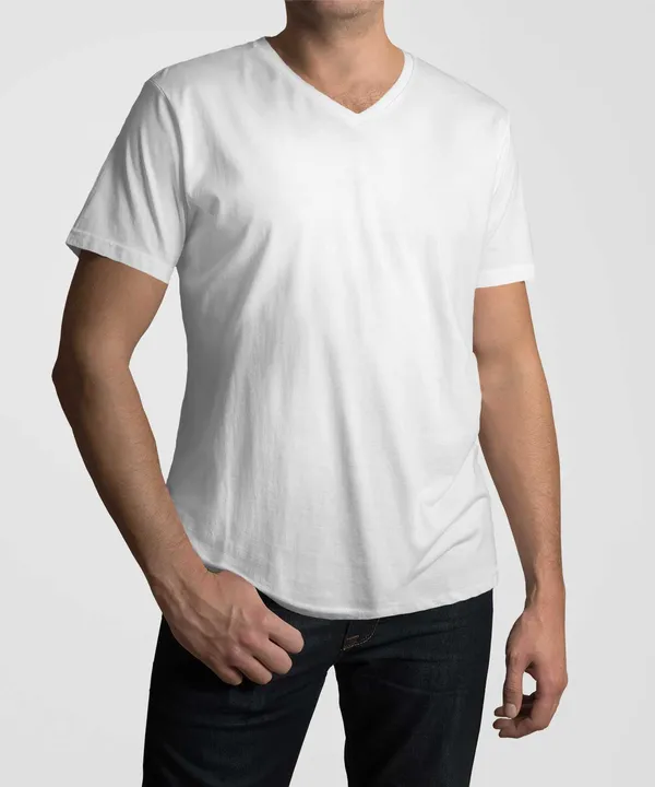 White_V-Neck_Cotton_T-Shirt_For_Unisex