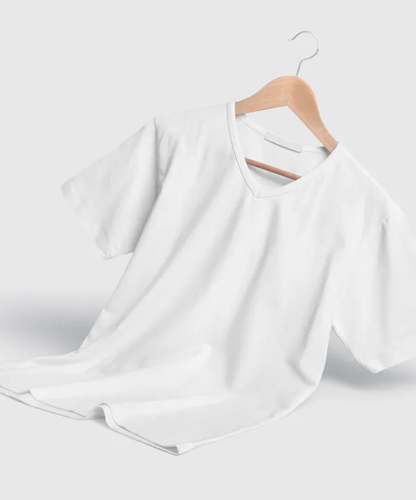 White_V-Neck_Cotton_T-Shirt_For_Unisex