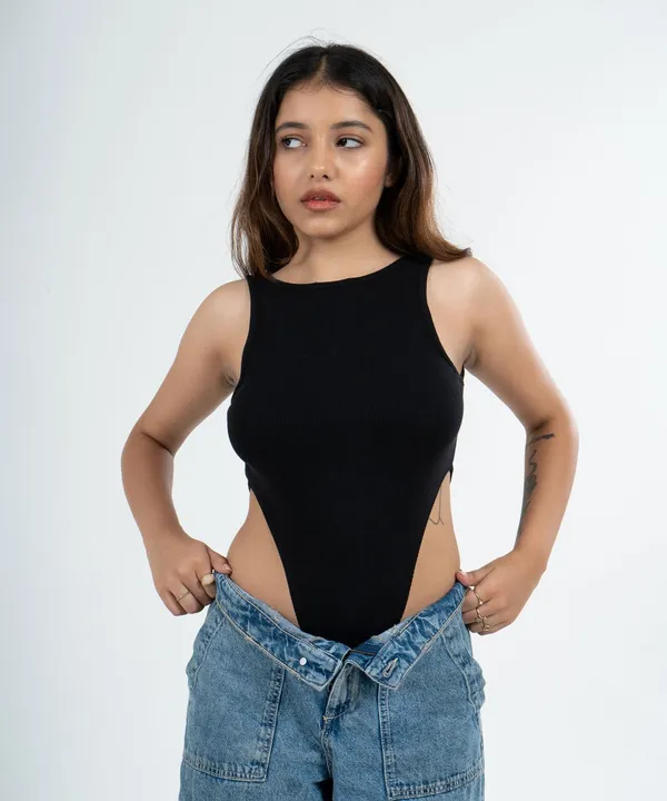 Black_Ribbed_Wide_Shoulder_Thong_Bodysuit_For_Women