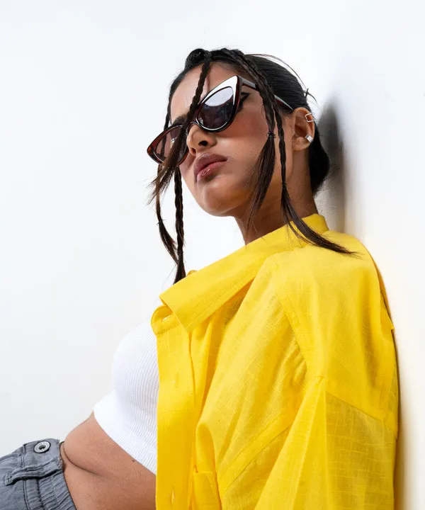 Yellow_Full_Sleeves_Oversized_Rayon_Cotton_Shirt_For_Women