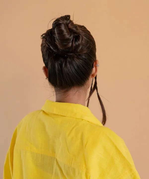 Yellow_Half_Sleeves_Oversized_Rayon_Cotton_Shirt_For_Women