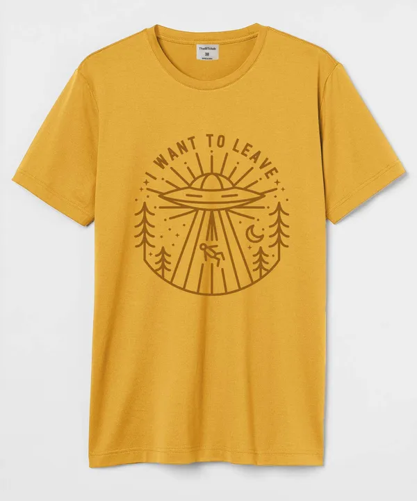 Yellow_I_Want_To_Leave_Cotton_T-Shirt_For_Unisex