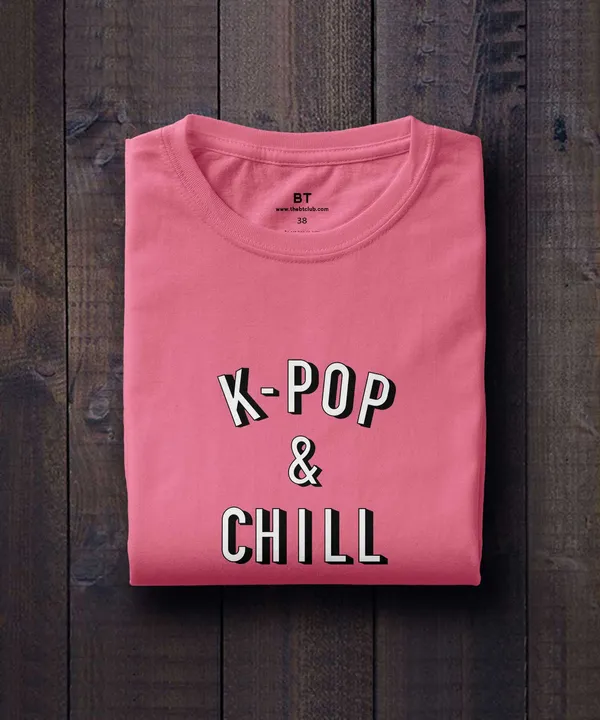 Pink_Kpop_And_Chill_Cotton_T-Shirt_For_Unisex