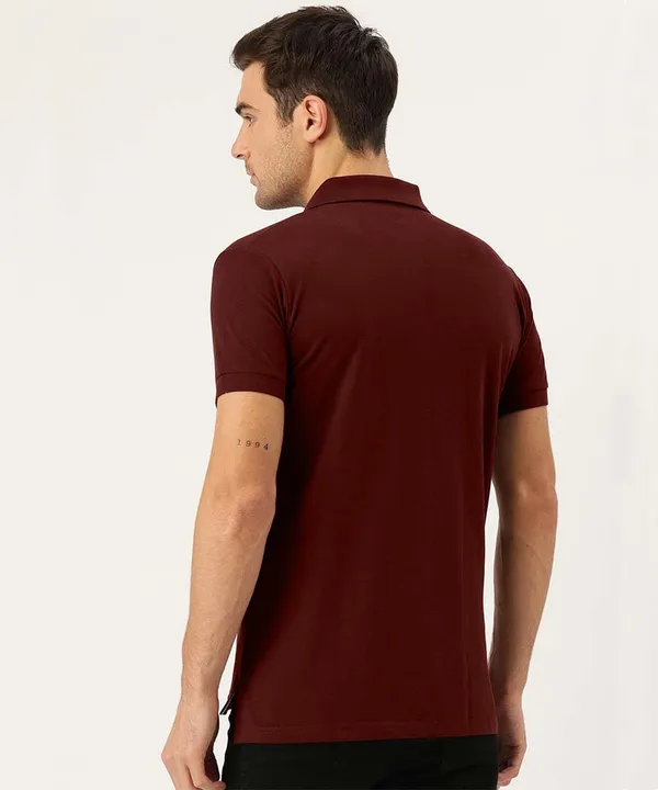 Maroon_Polo_Neck_Cotton_T-Shirt_For_Unisex