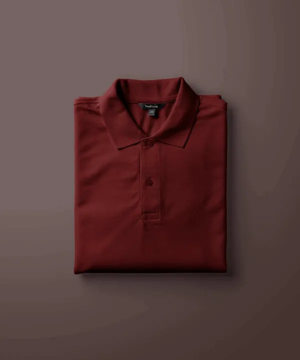 Maroon_Polo_Neck_Cotton_T-Shirt_For_Unisex
