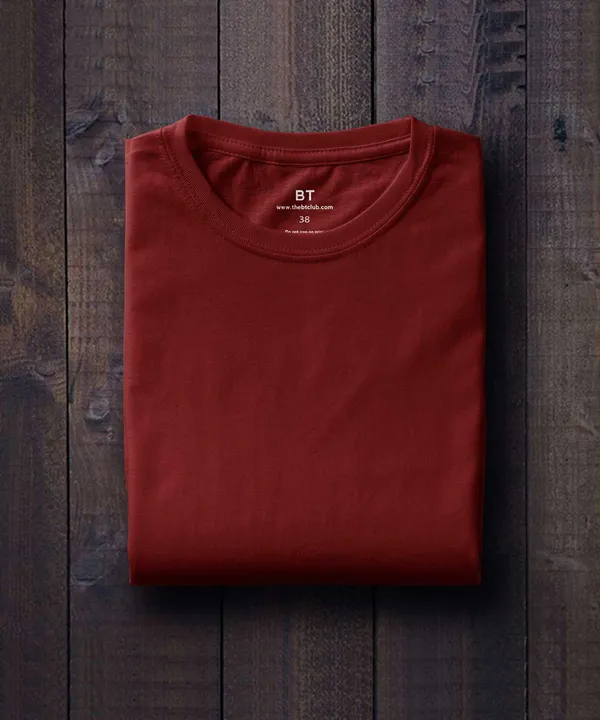 Maroon_Round_Neck_Cotton_T-Shirt_For_Unisex