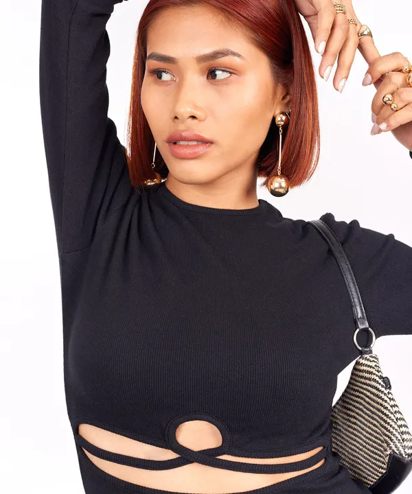Black_Ribbed_Mid_Cut_Out_Bodycon_Dress_For_Women
