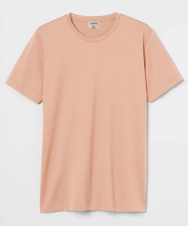 Peach_Round_Neck_Cotton_T-Shirt_For_Unisex