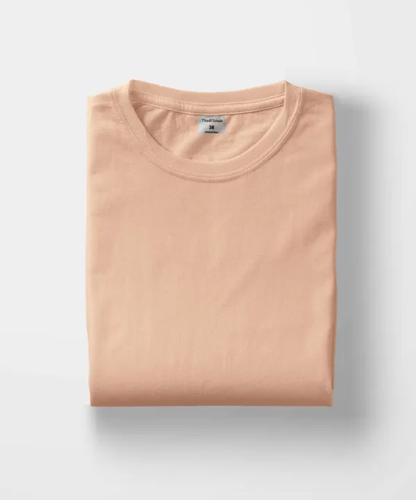 Peach_Round_Neck_Cotton_T-Shirt_For_Unisex