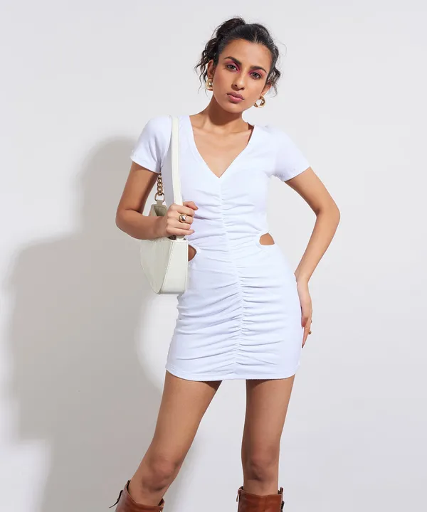 White_Ribbed_Mini_Bodycon_Dress_For_Women