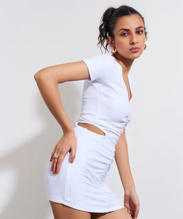 White_Ribbed_Mini_Bodycon_Dress_For_Women