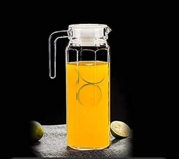 Transparent_Clear_Premium_1100Ml_Glass_Water_Jug_With_Plastic_Lid_&_Handle_Beverage_Carafe_For_Home_Office_Etc._Pitcher_For_Serve_Water_Milk_Juice_Beverage_Chaas_Cocktail_(Octa_Jug)