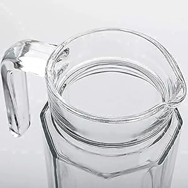 Transparent_Clear_Premium_1100Ml_Glass_Water_Jug_With_Plastic_Lid_&_Handle_Beverage_Carafe_For_Home_Office_Etc._Pitcher_For_Serve_Water_Milk_Juice_Beverage_Chaas_Cocktail_(Octa_Jug)